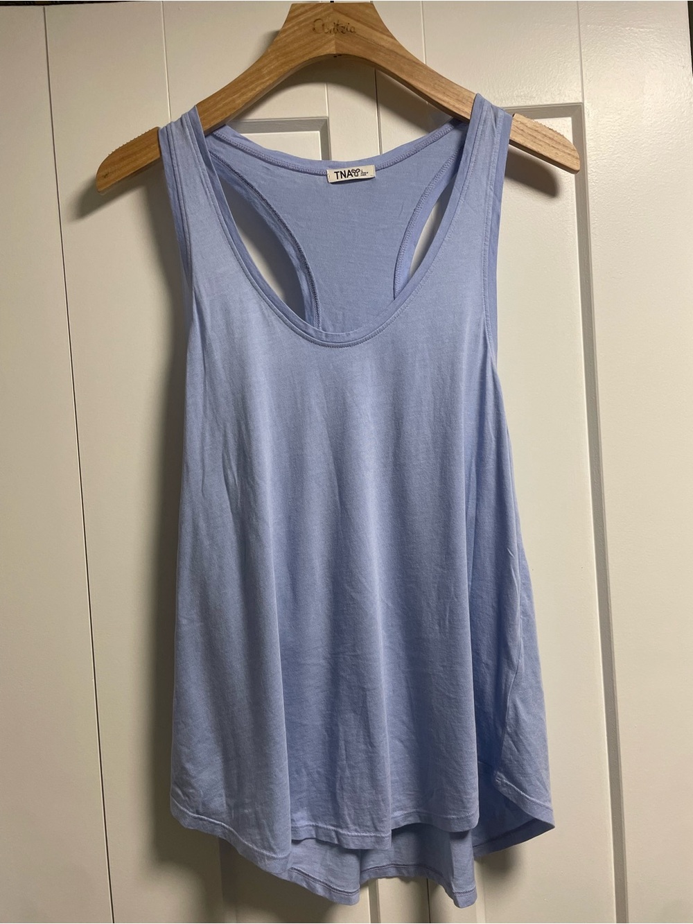 NEW TNA Modal Cotton Racerback Tank Flowy Long Periwinkle Blue Large